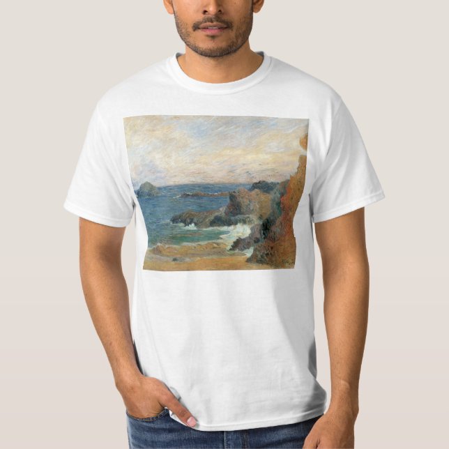 T-shirts Costa Rocky por Paul Gauguin, Impressionismo Vinta (Frente)