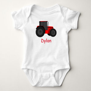 T-shirts Country Red Trator com seu nome de bebê Romper
