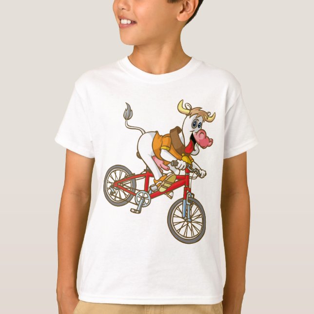T-shirts Cow biking (Frente)