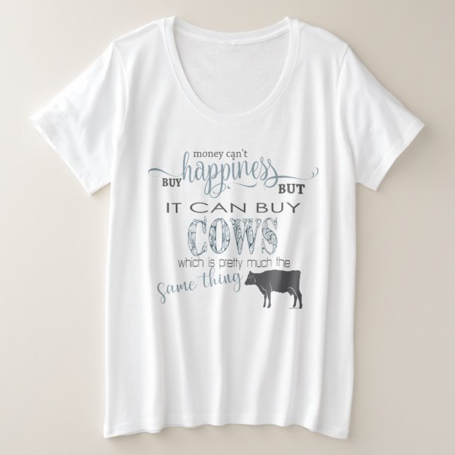 T-shirts COW LOVER | Dinheiro não pode Comprar de felicidad (Frente do Design)
