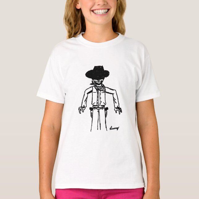 T-shirts Cowboy Sketch Girls Baby Doll T Shirt (Frente)