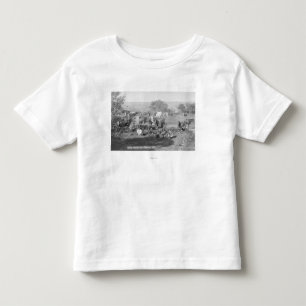 T-shirts Cowboys comendo ao redor de uma fotografia de Camp