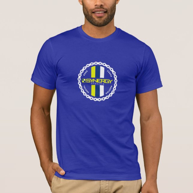 T-shirts Crachá no meio azul (Frente)