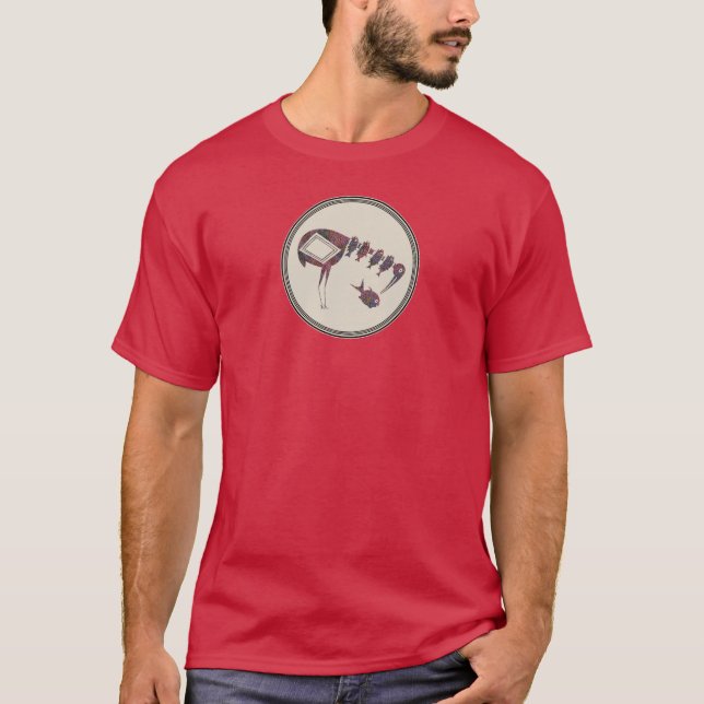 T-shirts Crane Comendo Peixe (Frente)