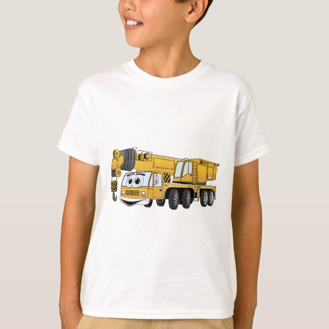 T-shirts Crane de Cartoon Amarelo Curto (Frente)