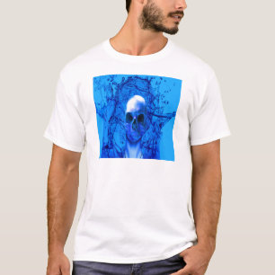 T-shirts crânio azul alienígena