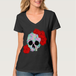 T-shirts Crânio com as mulheres das flores superiores