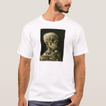 T-shirts Crânio com cigarro por Van Gogh<br><div class="desc">Pinturas expressionistas de Van Gogh: Crânio com pintura de Canvas de Cigarro queimado</div>