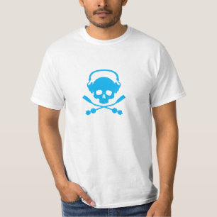 T-shirts Crânio da música - azul