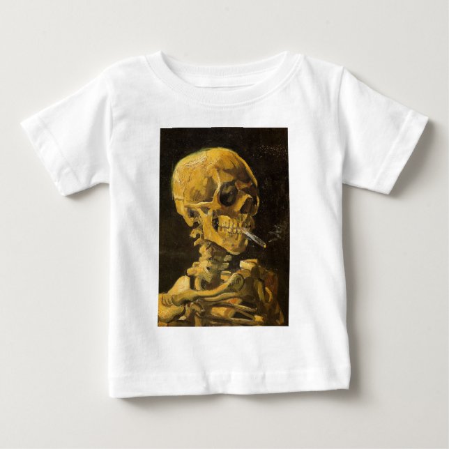 T-shirts Crânio de Van Gogh com cigarro ardente (Frente)