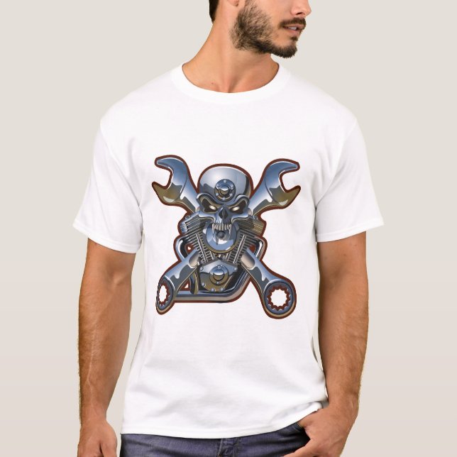 T-shirts crânio do motociclista (Frente)