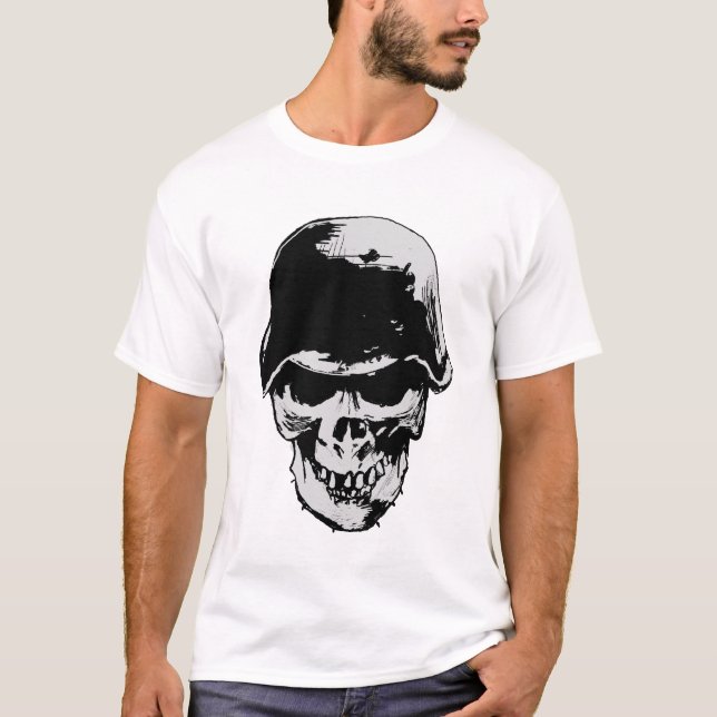 T-shirts crânio do stahlhelm (Frente)