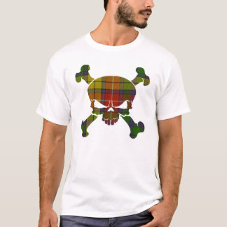 T-shirts Crânio do Tartan de Buchanan nenhuma bandeira