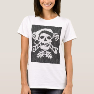 T-shirts Crânio dos Crossbones do papai noel no estilo fei