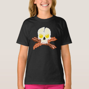T-shirts Crânio dos ovos dos Crossbones do bacon