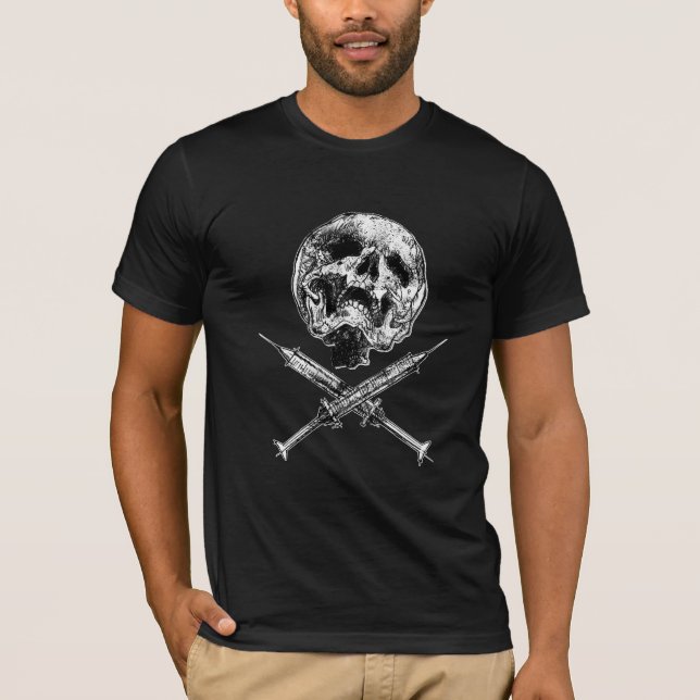 T-shirts Crânio e seringas (Frente)
