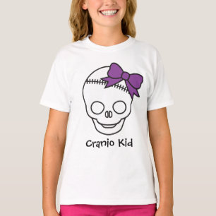 T-shirts Crânio feminino do miúdo de Cranio com arco roxo