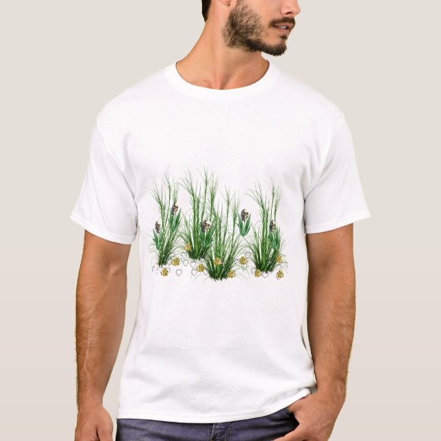 T-shirts Crânios nas ervas daninhas (Frente)