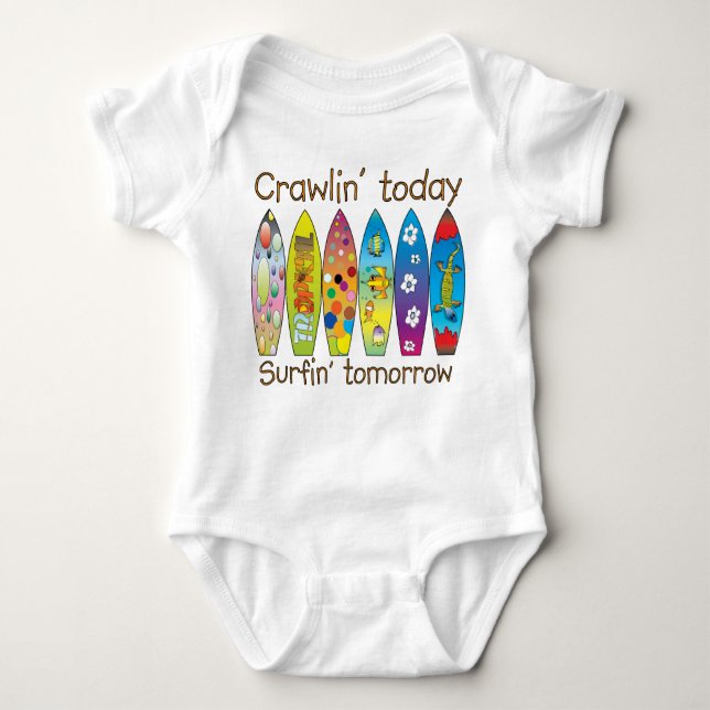 T-shirts Crawlin hoje. .surfin amanhã (Frente)