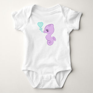T-shirts Creeper bonito do cavalo marinho do bebê