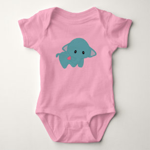 T-shirts Creeper. da criança do elefante do bebê de Kawai