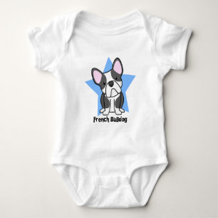 T-shirts Creeper do bebê do buldogue francês de BW da