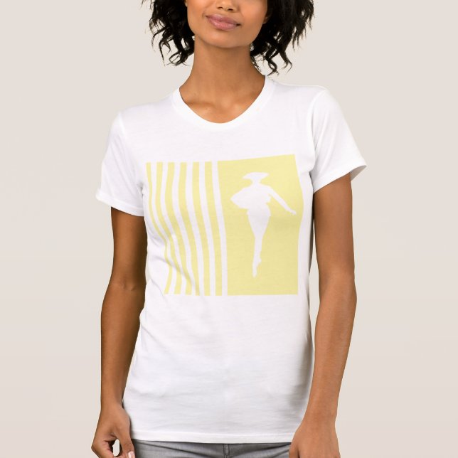 T-shirts Creme Modern Stripes com Silhouette de Moda (Frente)