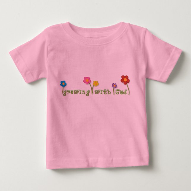 T-shirts Crescimento com o T cristão do bebê do deus (Frente)