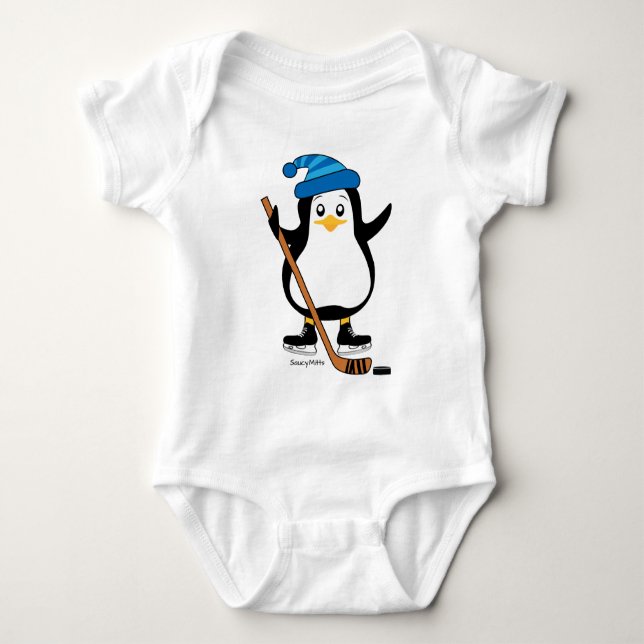 T-shirts Criança de Pinguim Hockey Romper (Frente)