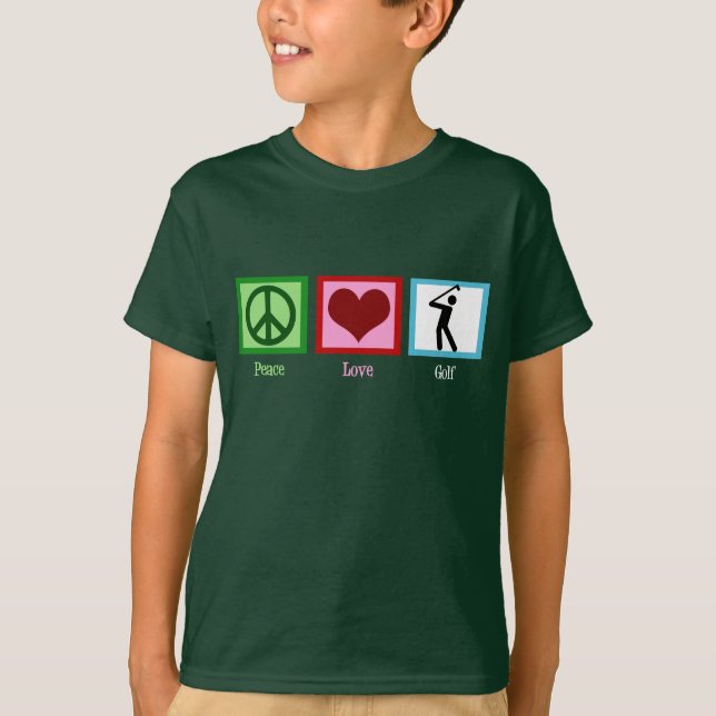 T-shirts Crianças de Golfe do Peace Love (Frente)