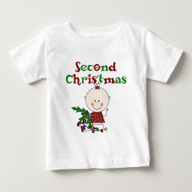 T-shirts Crianças de Natal de segundo Feriados de Bebê (Frente)