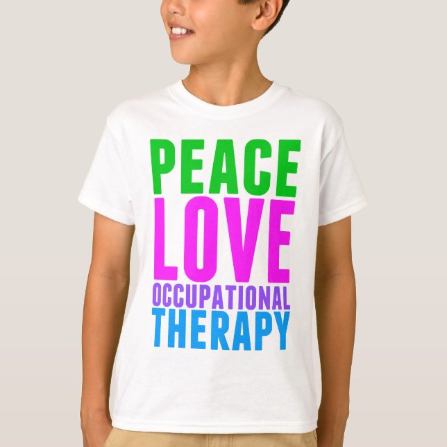 T-shirts Crianças de Terapia Ocupacional com Amor de Paz (Frente)