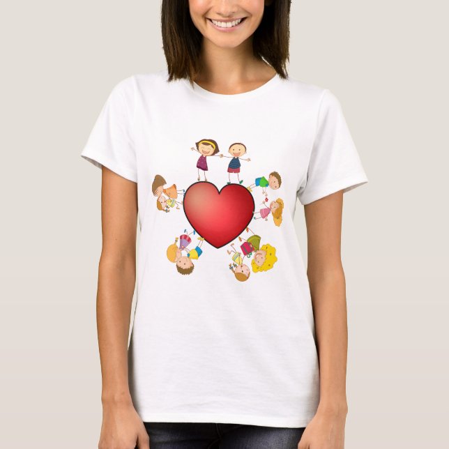 T-shirts Crianças e coração (Frente)