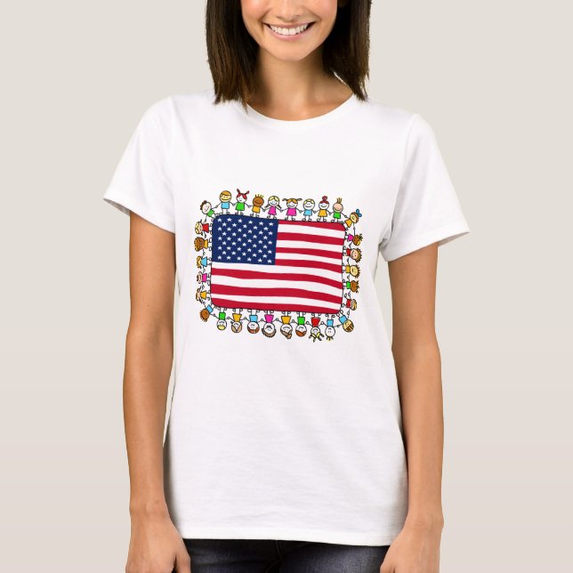 T-shirts crianças felizes americanas (Frente)