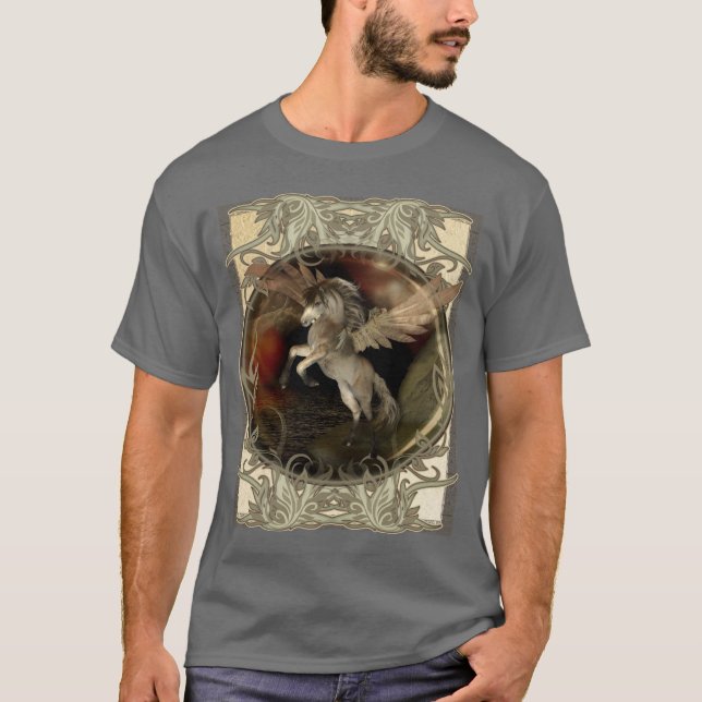 T-shirts Criatura Mythical da fantasia de Pegasus (Frente)
