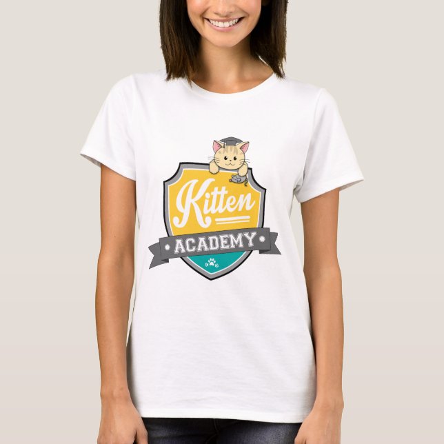 T-shirts Crista da academia do gatinho (Frente)