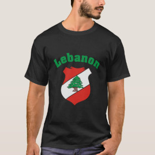 T-shirts Crista de Líbano/camisa libanesa da bandeira