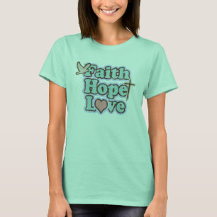 T-shirts Cristão do amor da esperança da fé
