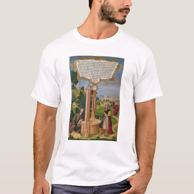 T-shirts Cristo e a mulher de Samaria no poço de Jacob (Frente)