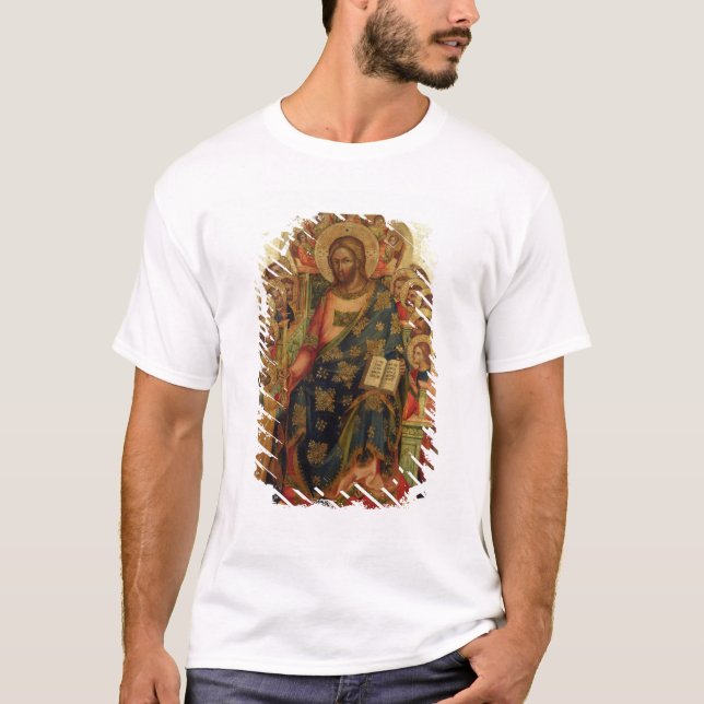 T-shirts Cristo Enthroned com os santos e os anjos que (Frente)