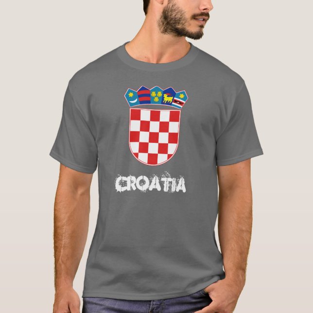 T-shirts Croácia com casaco de armas (Frente)