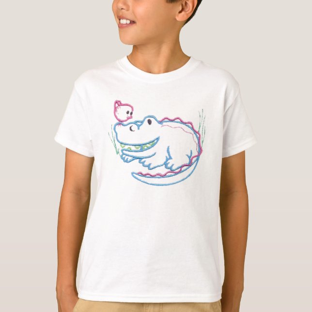 T-shirts Crocodilo e pássaro felizes (Frente)
