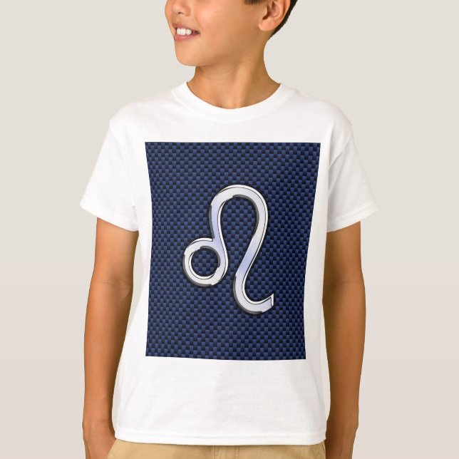 T-shirts Cromo Como Leo Zodiac Sinal Fibra Azul De Carbono (Frente)
