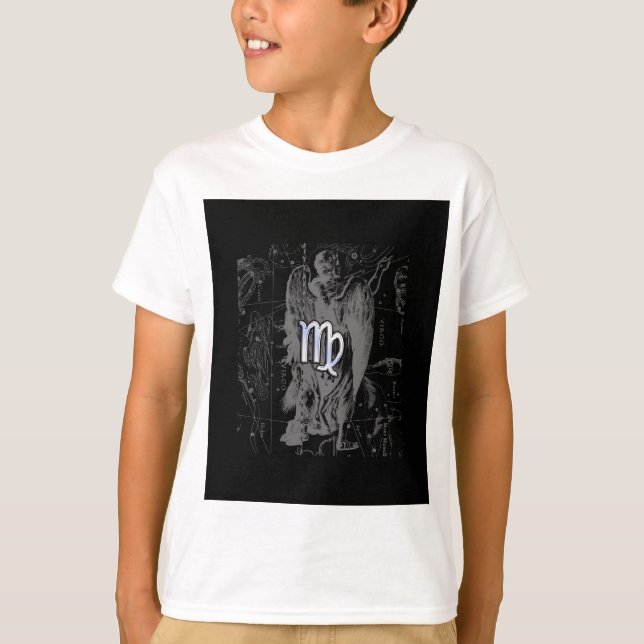 T-shirts Cromo como Virgo Zodiac Sinal em Negra (Frente)