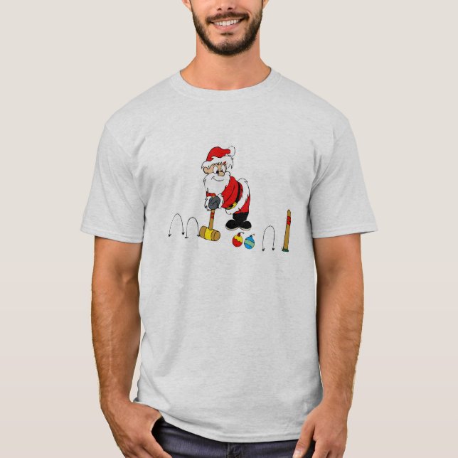 T-shirts croquet do papai noel com ornamento (Frente)