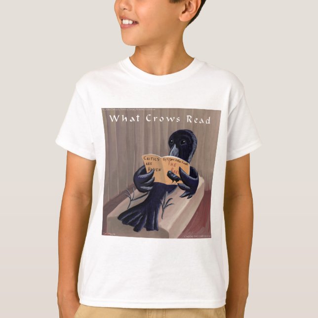 T-shirts Crow Lendo O Raven Engraçado (Frente)