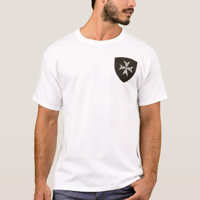 T-shirts Cruz de Hospitaller dos cavaleiros, afligida (Frente)