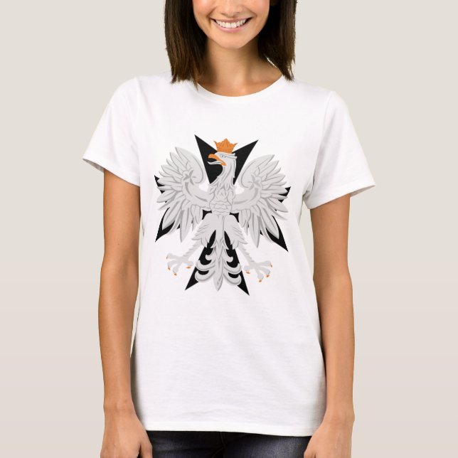 T-shirts Cruz maltesa polonesa de Eagle (Frente)