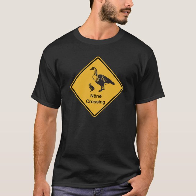 T-shirts Cruzamento de Nene, sinal de aviso do tráfego, (Frente)