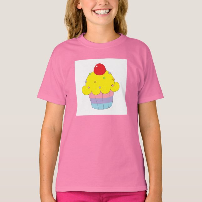 T-shirts Cupcake arco-íris (Frente)